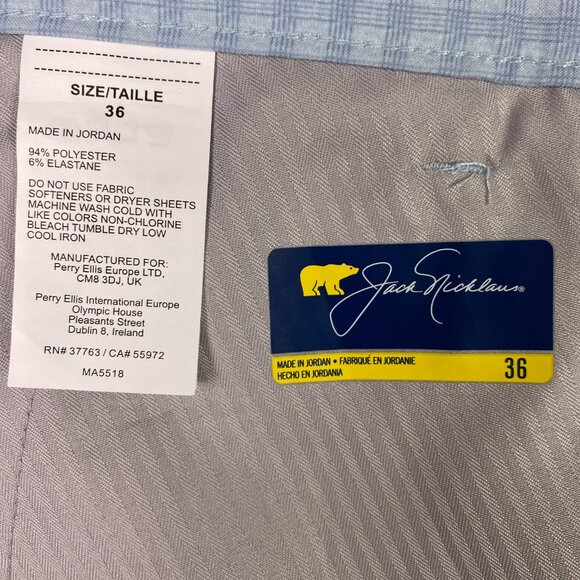 NWOT Jack Nicklaus Shorts Mens 36 Golf Flat Front Performance Blue Gingham Check - Picture 5 of 11